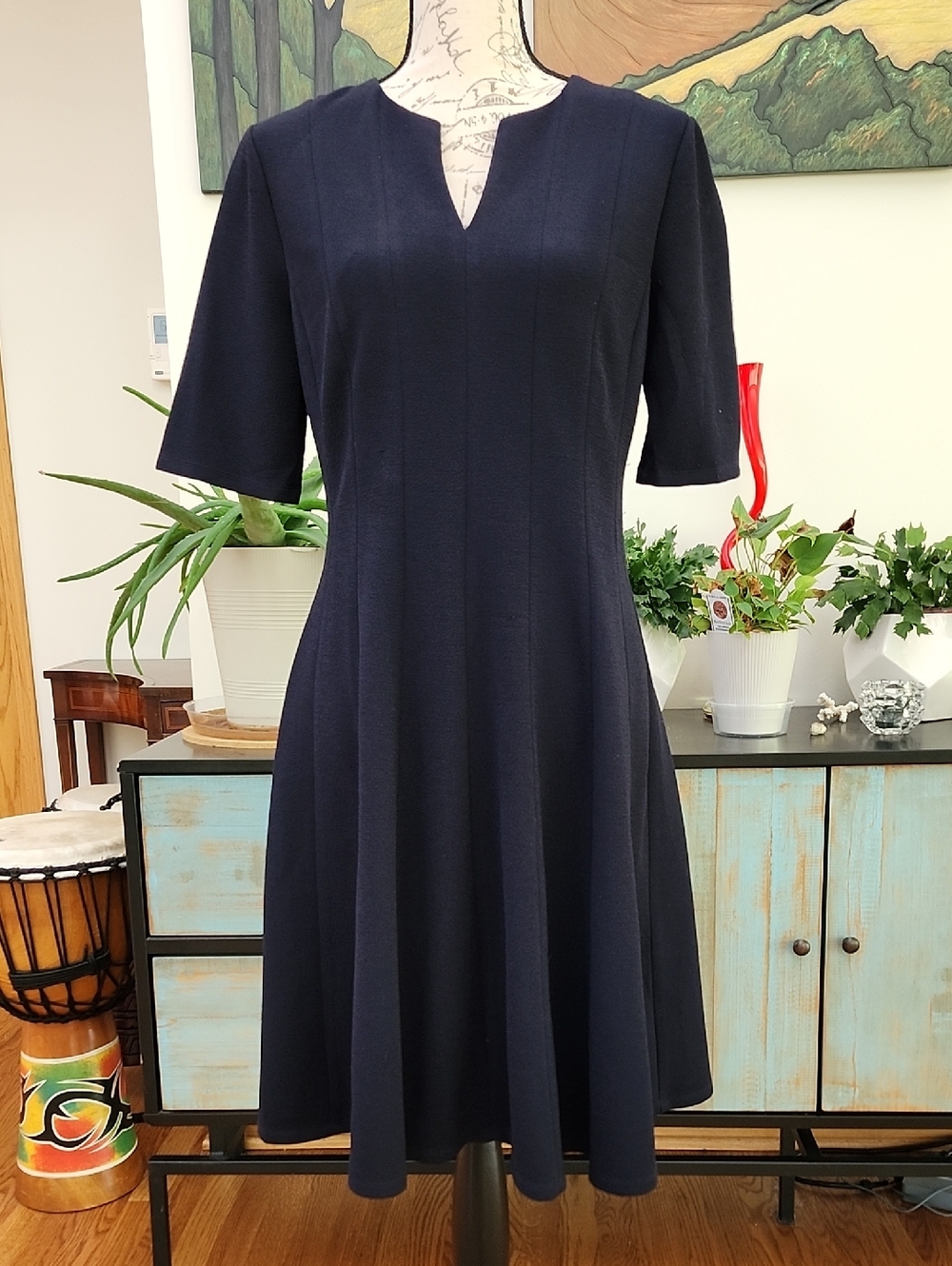 MAGGY LONDON Notch-neck Fit-and-flare Dress